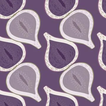 Abstract simple seamless pattern with decorative fig ornament. Purple palette Stock Illustration