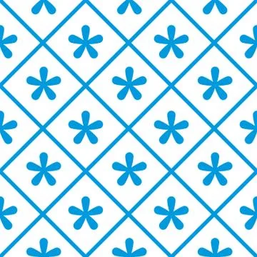 Abstract simple seamless pattern. White background. Isolated. Blue abstractio Stock Illustration