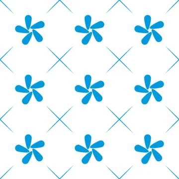 Abstract simple seamless pattern. White background. Isolated. Blue abstractio Illustrazione stock