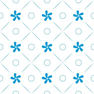 Abstract simple seamless pattern. White background. Isolated. Blue abstractio Stock Illustration