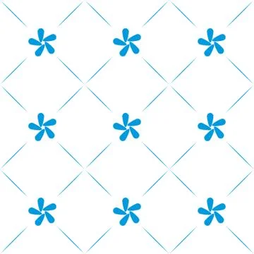 Abstract simple seamless pattern. White background. Isolated. Blue abstractio Stock Illustration