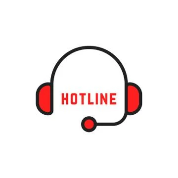 Abstract simple thin line hotline logo Stock Illustration