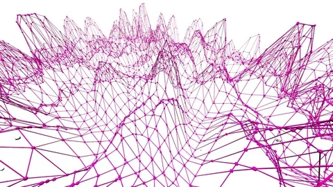 Abstract simple violet waving 3D grid or mesh as fantasy environment. Violet Stock Footage