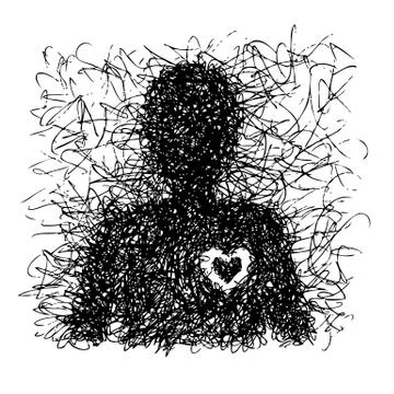 Abstract single man with heart Stock Illustration