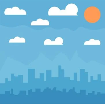 Abstract sity on a blue background. vector Stock Illustration