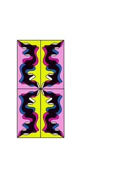 Abstract Six‑Tile Pattern with Curved Colorful Shapes イラスト素材