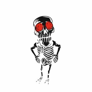 Abstract skeleton with red eyes vector illustration Stock Illustration