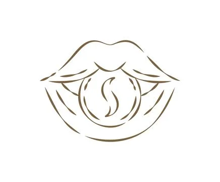 An Abstract Sketch Of Lips With A Coffee Bean Inside Vector Illustration Stockillustratie