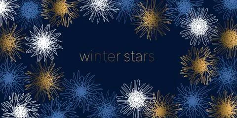 Abstract sketch style snowflakes elements Stock Illustration