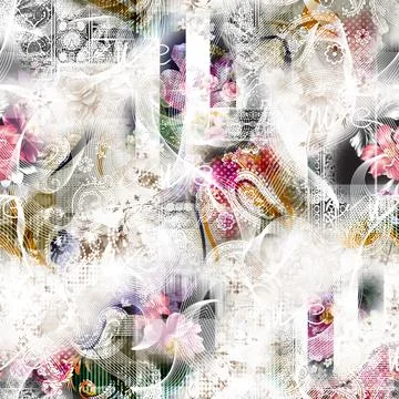 Abstract  sketched digital flower textured background pattern Stock Illustration