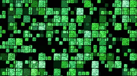 Abstract Sketchy Glowing Squares Background - Loop Green Stock Footage 63609235