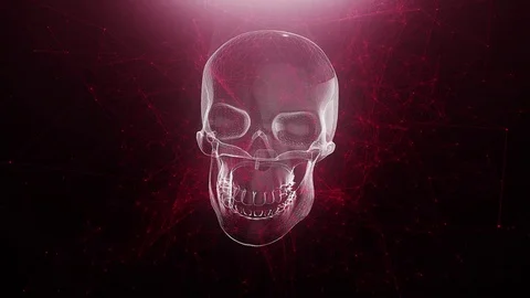 Abstract skull animation with red plexus background Stock Footage 77189616