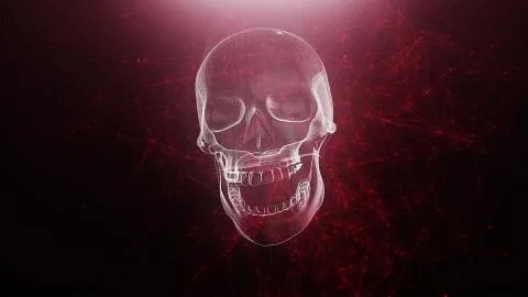 Abstract skull animation with red plexus background Stock Illustration