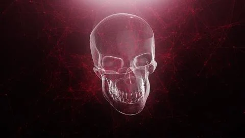 Abstract skull animation with red plexus background Stock Illustration