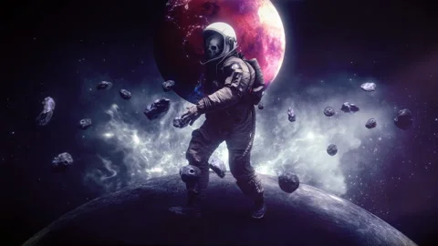 Abstract Skull Astronaut in Space Video stock 272943154