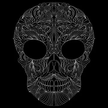 Abstract skull on black background. Stock Illustration