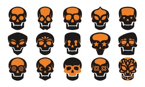 Abstract skull design set featuring creative patterns and stylized features イラスト素材
