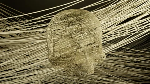 Abstract Skull Formed by Flowing Splines on Dynamic Background Video stock 326518092