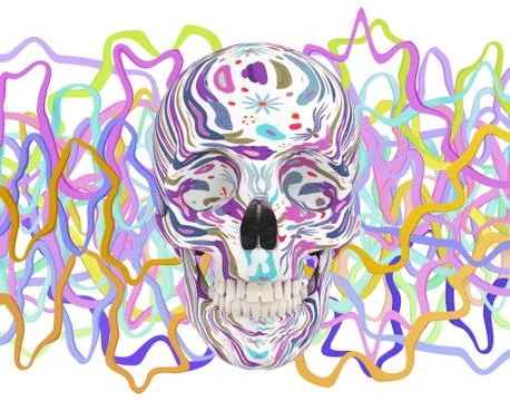 Abstract Skull Head with Worms, 3d illustration Stock Illustration