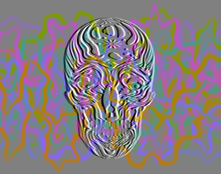 Abstract Skull Head with Worms, 3d illustration Illustrazione stock