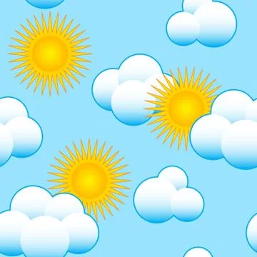 Abstract sky background with clouds and sun Stock Illustration