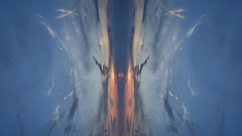 Abstract Sky Sunset Mirror Image Rorschach Background Beautiful Symmetry Stock Footage 96753159