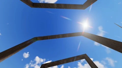 Abstract Sky View With Sun, 4K Animation, 3D Rendering Stock Footage 122247187