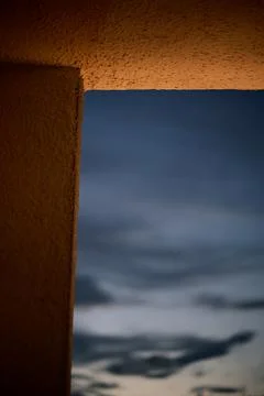 Abstract Sky View Through Building Corner at Dusk Stock Photos