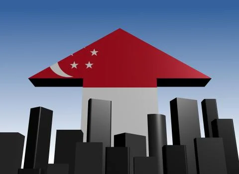Abstract skyline and singapore flag arrow illustration Stock Illustration