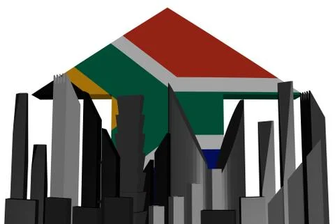 Abstract skyline and south africa flag arrow illustration Stock Illustration