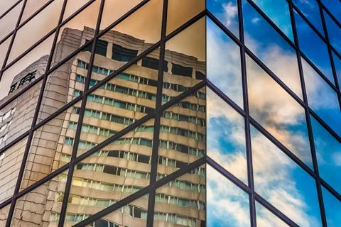 Abstract skyscraper glass with cloud reflection Stock Photos