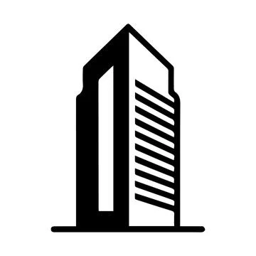Abstract Skyscraper Icon with Diagonal Lines building Stock Illustration
