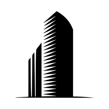 Abstract Skyscraper with Jagged Edge Design building Illustrazione stock