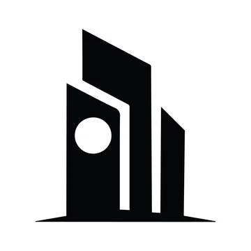 Abstract Skyscraper Silhouette with Circle Stock Illustration