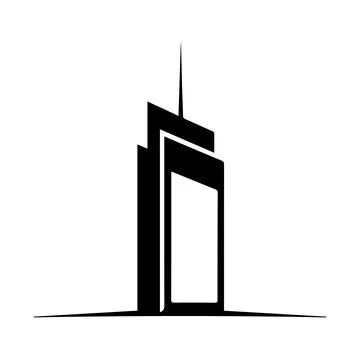 Abstract Skyscraper Silhouette with Sharp Peak building Illustrazione stock