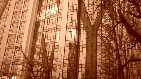 Abstract Skyscraper In Snowing Stock Footage 83732274