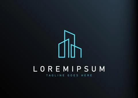 Abstract skyscrapers logo design. Vector illustration of abstract modern buil Stock Illustration