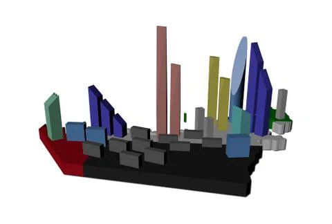 Abstract skyscrapers on uae map flag illustration Illustrazione stock