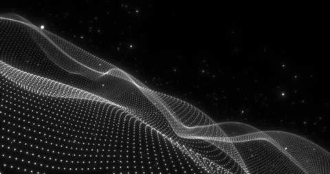 Abstract slide made of a grid of white particles floating on waves Stock Footage 264115353