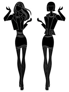 Abstract slim models show clothes Stock Illustration