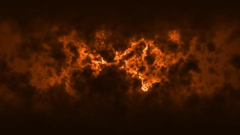 Abstract Slow Motion Fiery Lightning in Dark Storm Clouds at Night Stock Footage 208781458
