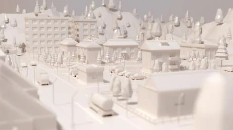 Abstract small town model made of white plastic Stock Illustration