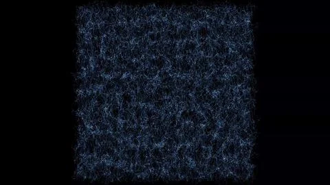 Abstract Small wriggling blue threads and waves on black background. Backgr.. Stock Illustration