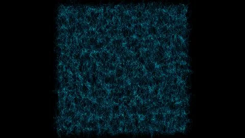 Abstract small wriggling blue threads and waves on black background. Backgrou Illustrazione stock