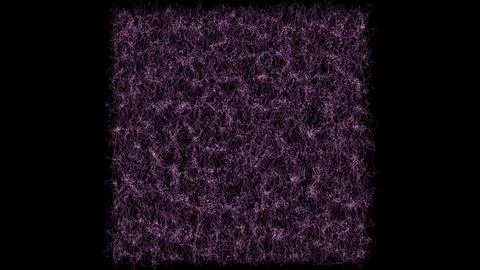 Abstract small wriggling purple threads and waves on black background. Back.. Illustrazione stock
