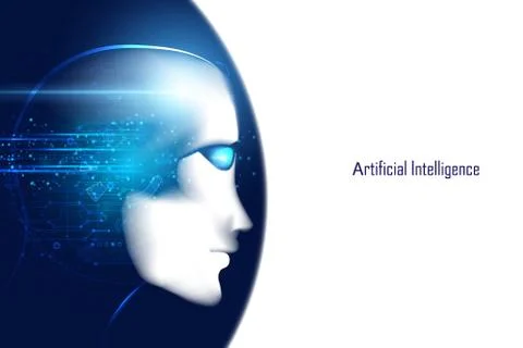 Abstract smart artificial intelligence digital futuristic technology face wit Illustration