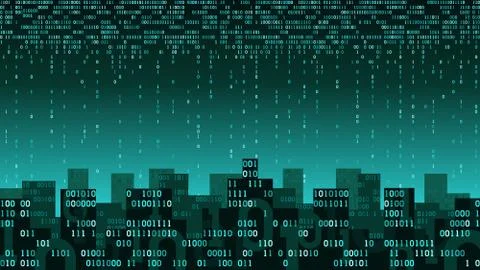 Abstract smart city with artificial intelligence and internet of things big data Stock Illustration