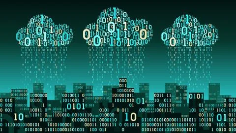 Abstract smart city connected cloud storage, big data, network concept, binary イラスト素材