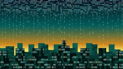 Abstract smart city with internet of things artificial intelligence, big data 库存插图