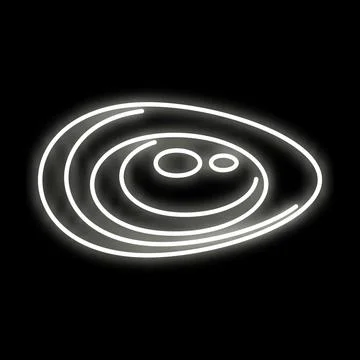 Abstract smiling face glowing outline black background Stock Illustration